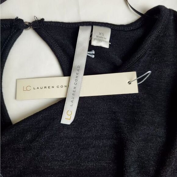 Lauran Conrad M Black Embroidered Peplum Sweater - Picture 3 of 7